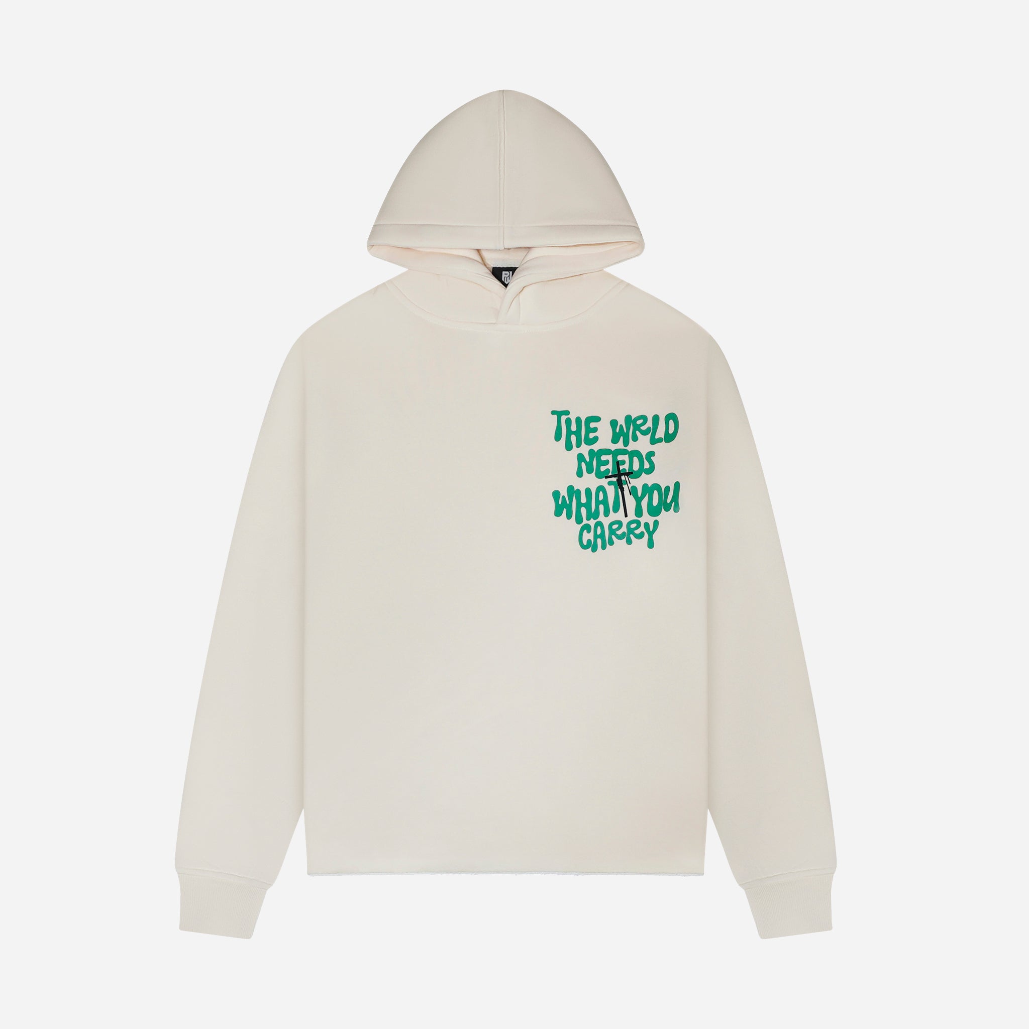 WRLD NEEDS WHAT YOU CARRY HOODIE (CREAM)