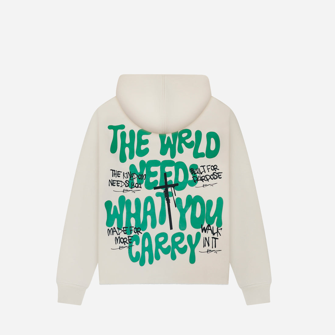 WRLD NEEDS WHAT YOU CARRY HOODIE (CREAM)