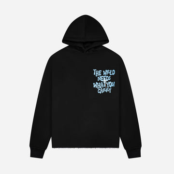 WRLD NEEDS WHAT YOU CARRY HOODIE (BLACK)