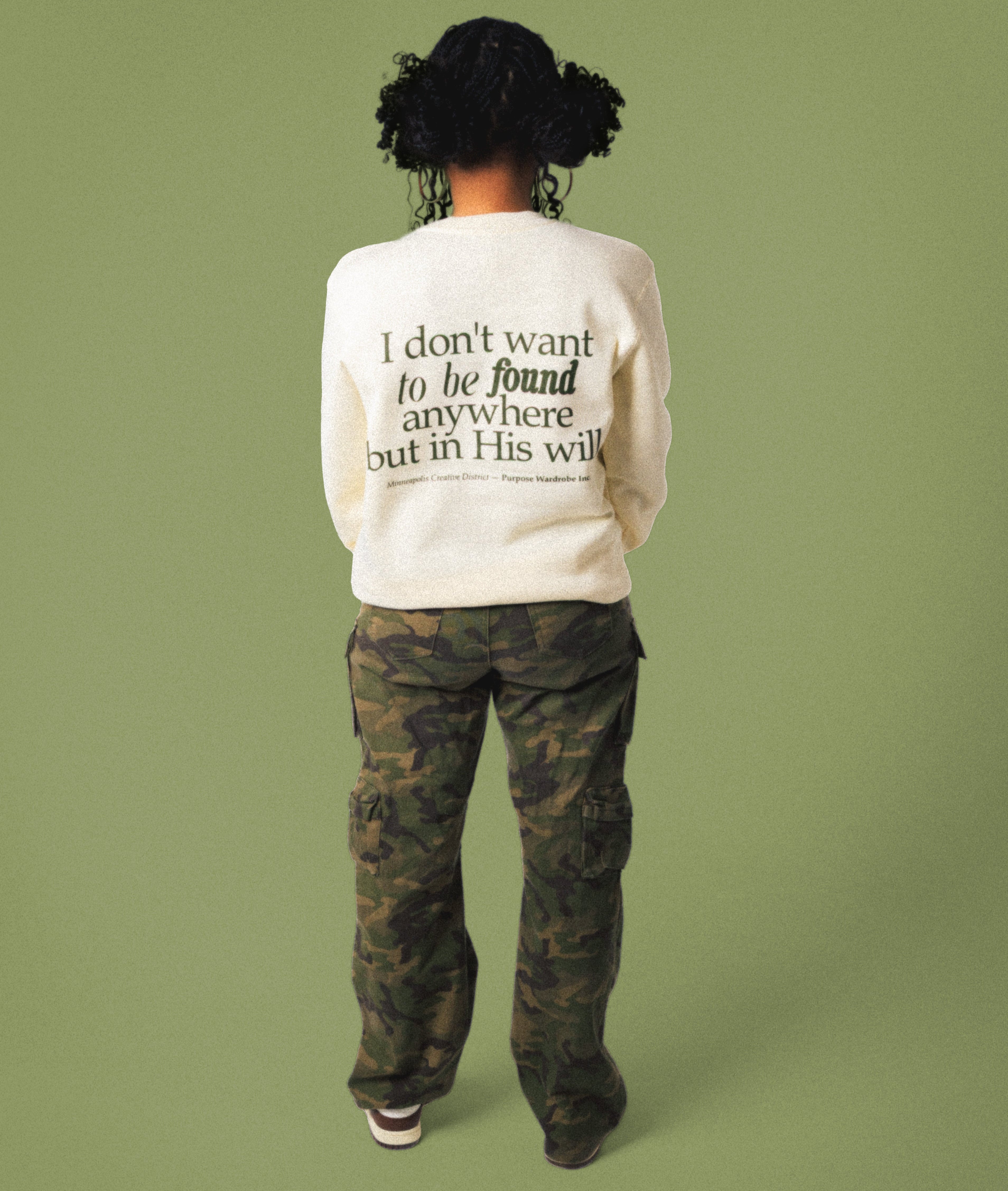 IN HIS WILL CREW (OLIVE/CREAM)