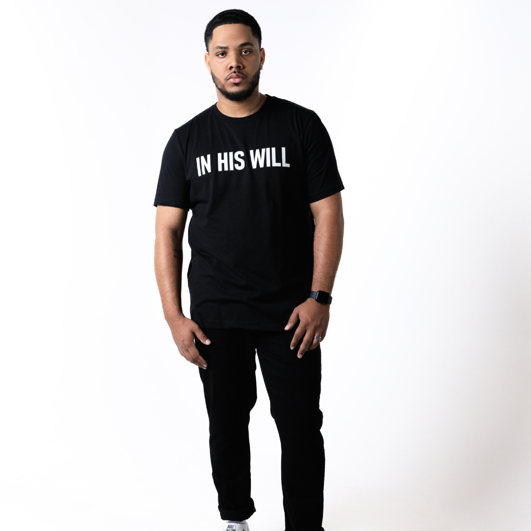 IN HIS WILL TEE  (BLACK/WHITE)