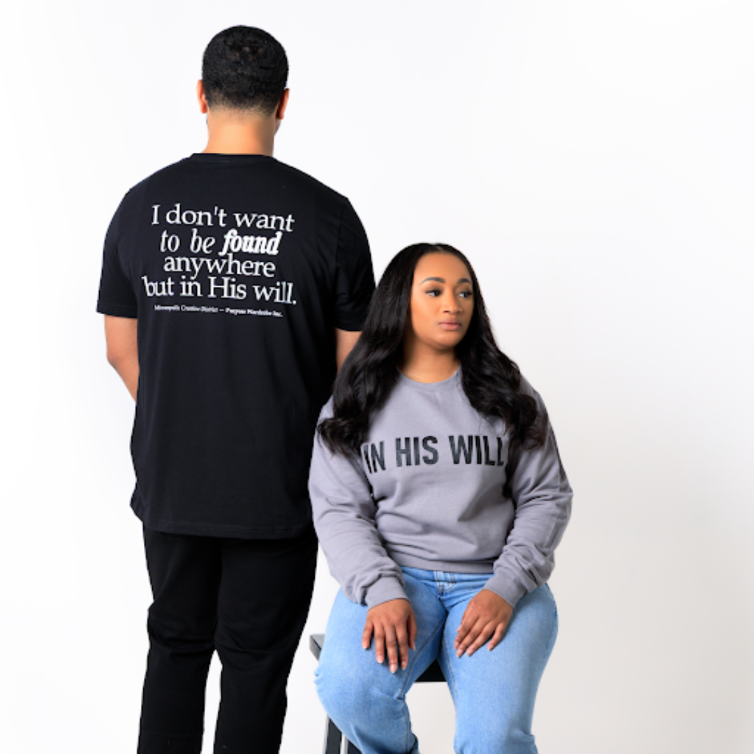 IN HIS WILL TEE  (BLACK/WHITE)