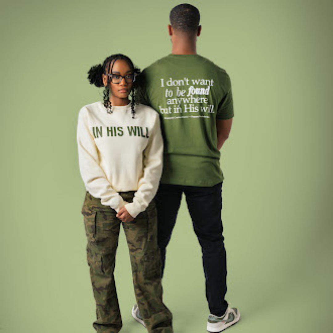 IN HIS WILL CREW (OLIVE/CREAM)